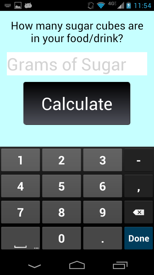 Sugar Cube Calculator Screen 2