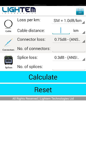 Fiber Optics Loss Calculator