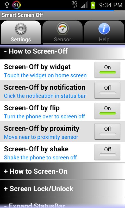 Smart Screen Off (Flip Cover) Screen 3