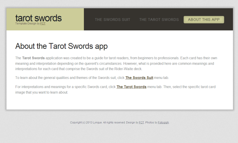 Tarot Swords Screen 2