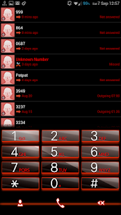 ExDialer theme Red Neon Glass