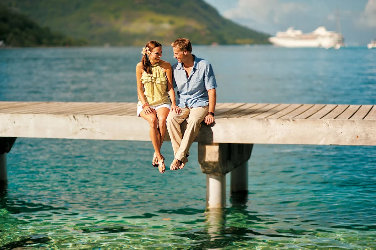 Huahine_pier_Paul_Gauguin - Sittin' on the dock of the bay: Take a Paul Gauguin cruise and explore the island by foot, horseback or scuba.