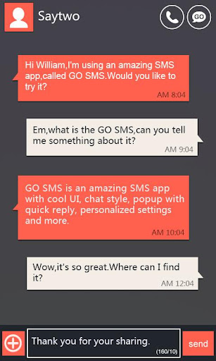 【免費個人化App】GO SMS PRO WP8Orange THEMEEX-APP點子