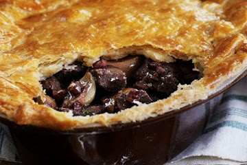 Steak & roasted shallot pie with a mustard crust