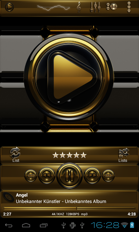 Poweramp skin Black Gold Screen 2