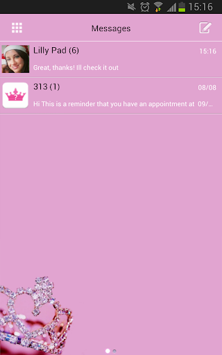 GO SMS Pro SWEET Pink Princess