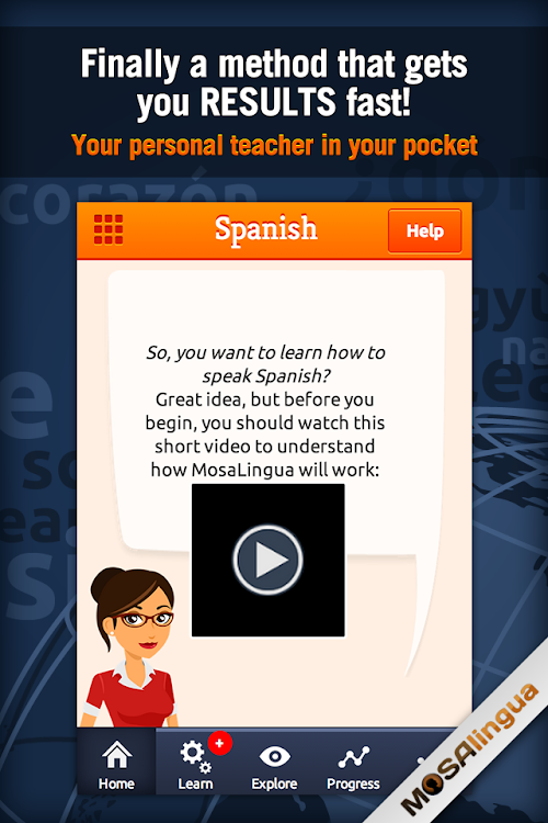 Android application Learn Spanish with MosaLingua screenshort