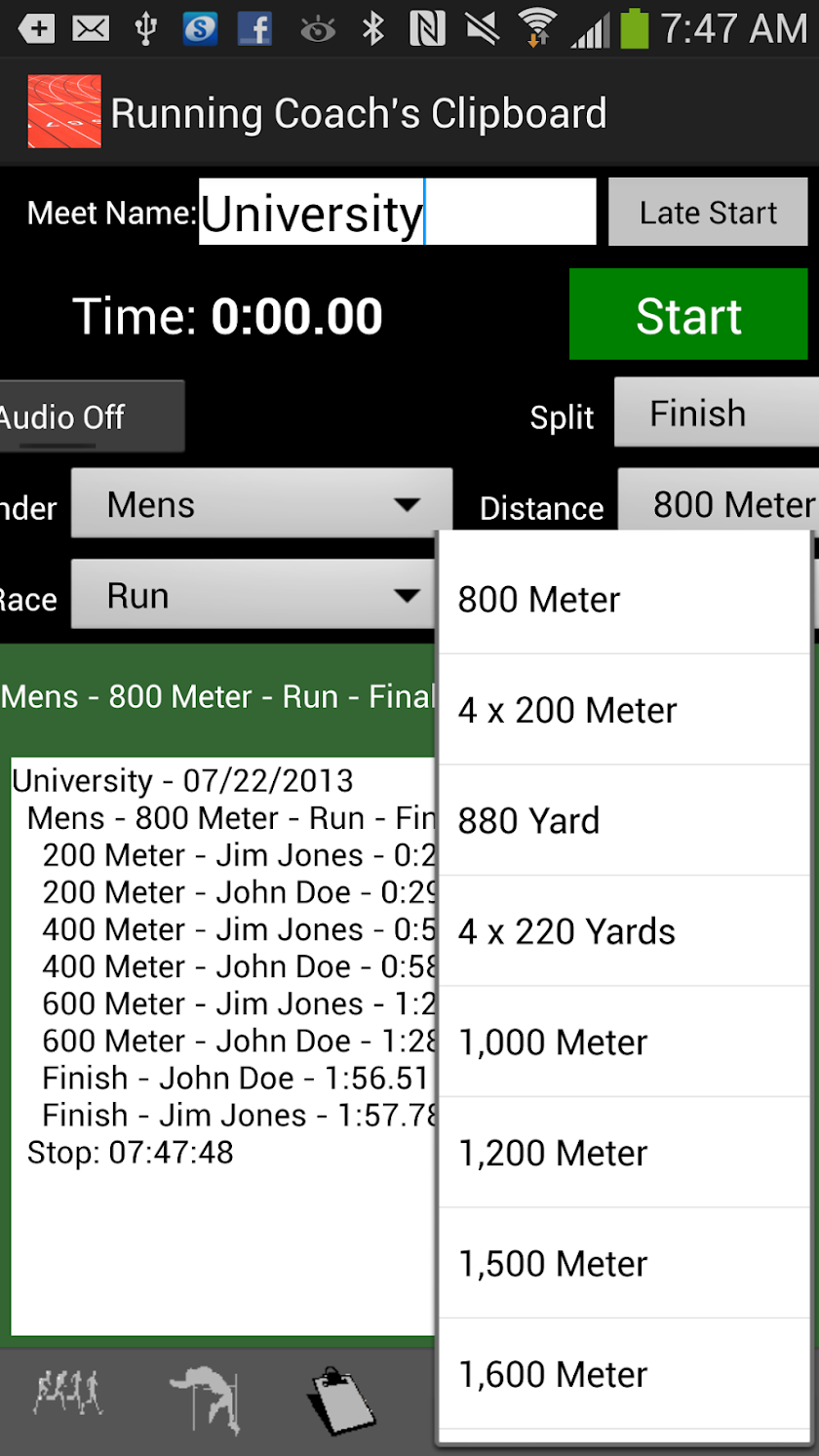 Running Coachs Clipboard Screen 2