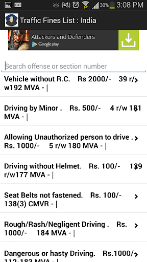 Traffic Violation Fines: India