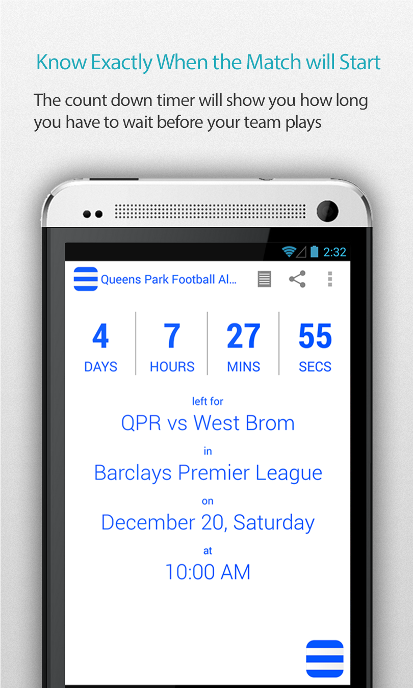 Queens Park Football Alarm Pro Screen 1