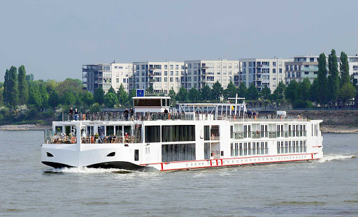 The river cruise ship Viking Lif in Cologne-Mülheim, Germany.