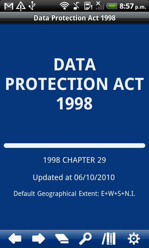 Android application Data Protection Act 1998 screenshort