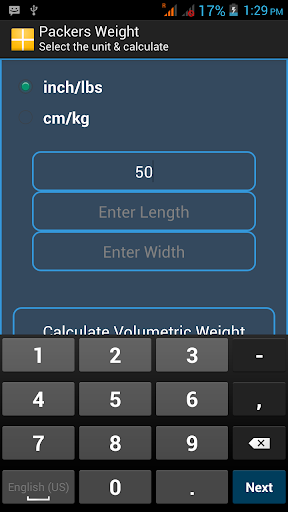 Packers Volumetric Weight