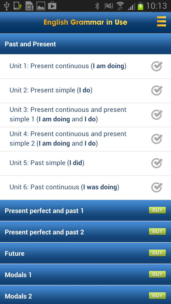 Android application English Grammar in Use screenshort