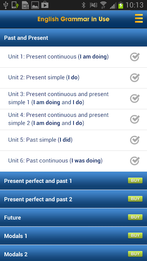 Android application English Grammar in Use screenshort