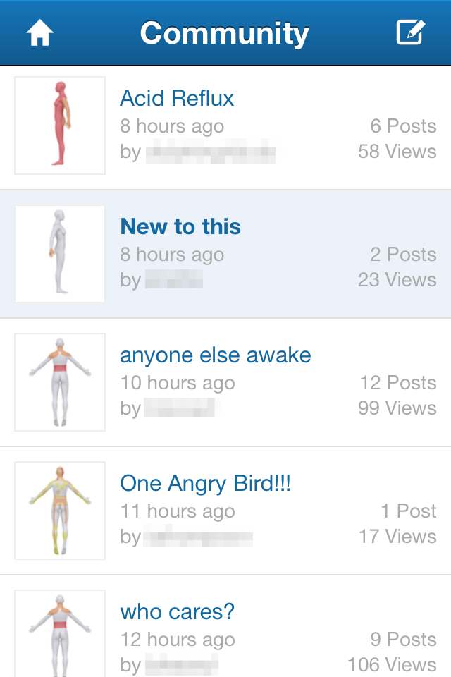 Pain Diary &amp; Forum CatchMyPain Screen 2