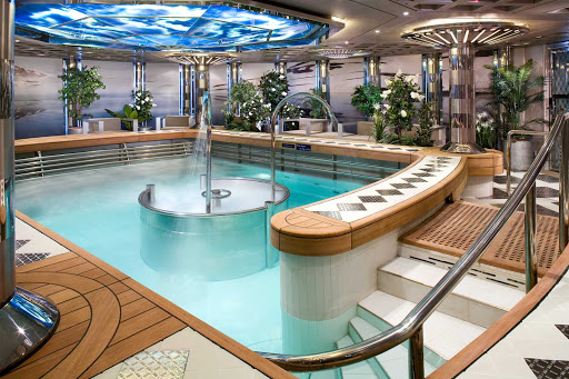 Take a dip in the hydrotherapy pool that has a high-pressure jet bath in the middle of the pool and is just slightly warmer than body temperature. It's at the Green Spa aboard Eurodam.