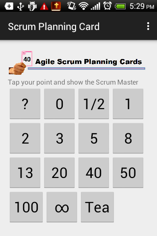 Agile Scrum Planning Card