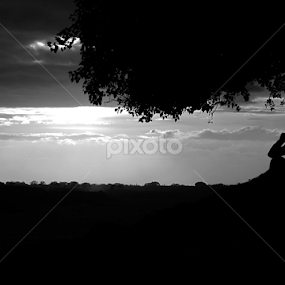 Lonely sunset by Suaib Akhter - Black & White Landscapes