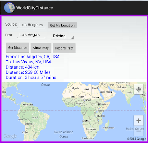 Android application World City Distance screenshort
