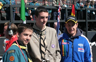 John McGuinness presents the trophy to 2nd Onchan Scouts
