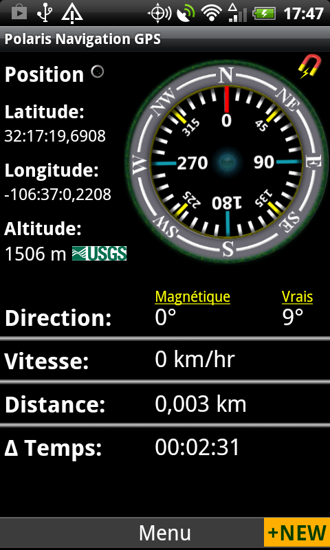 Capture d'ecran de l'application Android Polaris Navigation GPS
