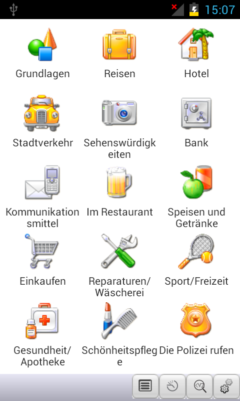 Android application German&lt;-&gt;Arabic Phrasebook screenshort