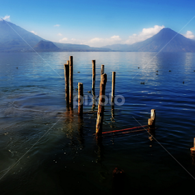 LAKE & VOLCANO by George Arnon - Landscapes Waterscapes