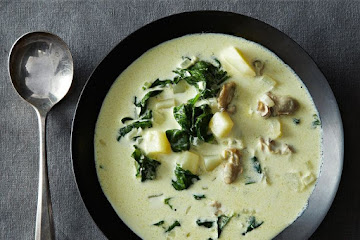 Oyster and Spinach Chowder with Bacon