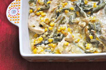 Rajas with Chicken (Creamy poblano strips with chicken)