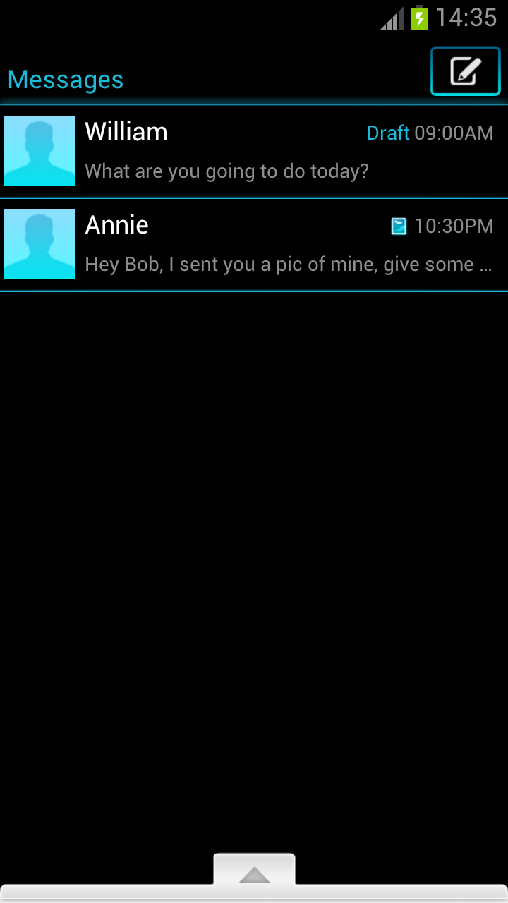 GO SMS Theme Blue Neon Screen 2