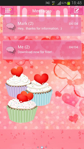 GO SMS Pro Theme cupcake heart