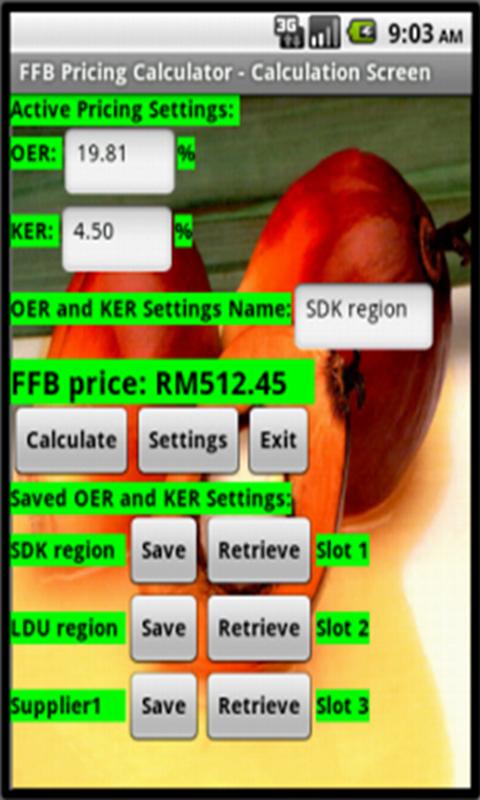   Oil Palm Pricing Calculator (ekrano kopija) 