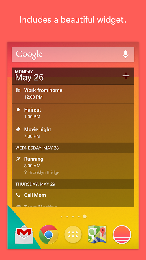 Sunrise Calendar è probabilmente la migliore App/Widget Calendario per