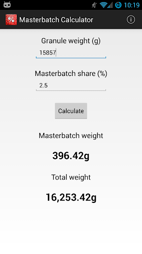 Masterbatch Calculator Lite
