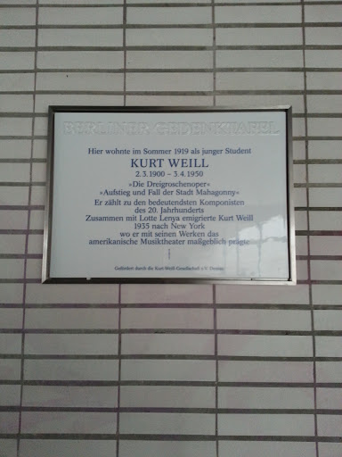 Kurt Weill Gedenktafel