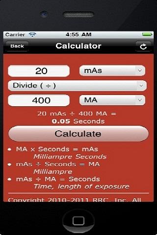 Android application Radiographic Calculator screenshort