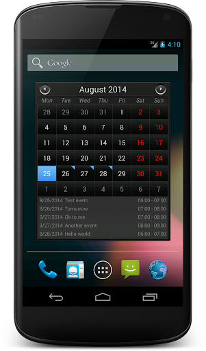 Simple Calendar Widget Black