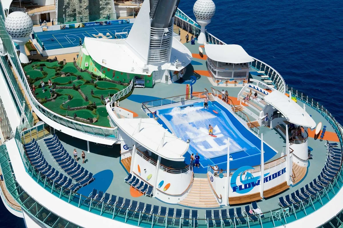 Liberty-of-the-Seas-aft - Liberty of the Seas features 10 pools and whirlpools, the popular FlowRider, more than100 spa treatments and multiple  entertainment options.