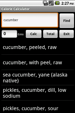 Calorie Calculator Screen 2