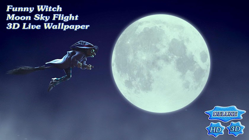 Funny Witch Moon Sky Flight 3D Screen 2