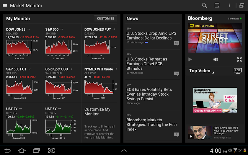 Bloomberg for Tablet Screen 3