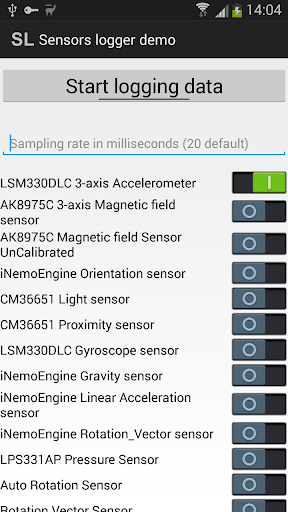 Sensors logger demo