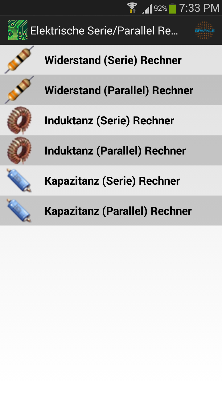 Android application Electrical Series/Parallel Pro screenshort