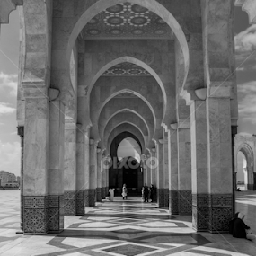 Casablanca Cathedral by Trevor Fairbank - Black & White Buildings & Architecture