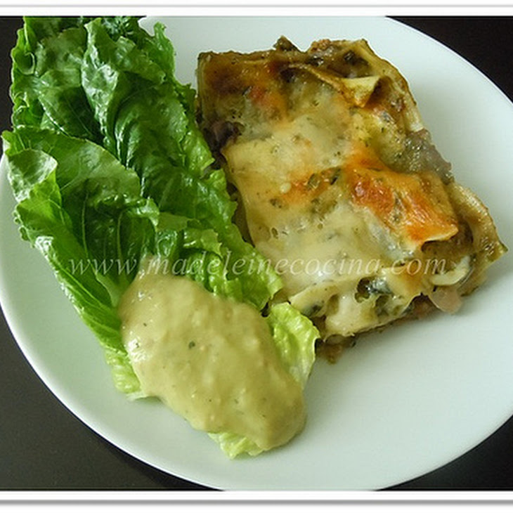 Caramelized Onion, Mushroom, and Poblano Pepper Lasagna Cottage