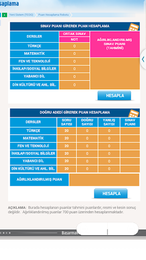 TEOG Puan Hesapla Yeni Sistem