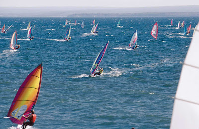 Windsurfing in Gaspesie, a peninsula along the south shore of the Saint Lawrence River in Quebec.