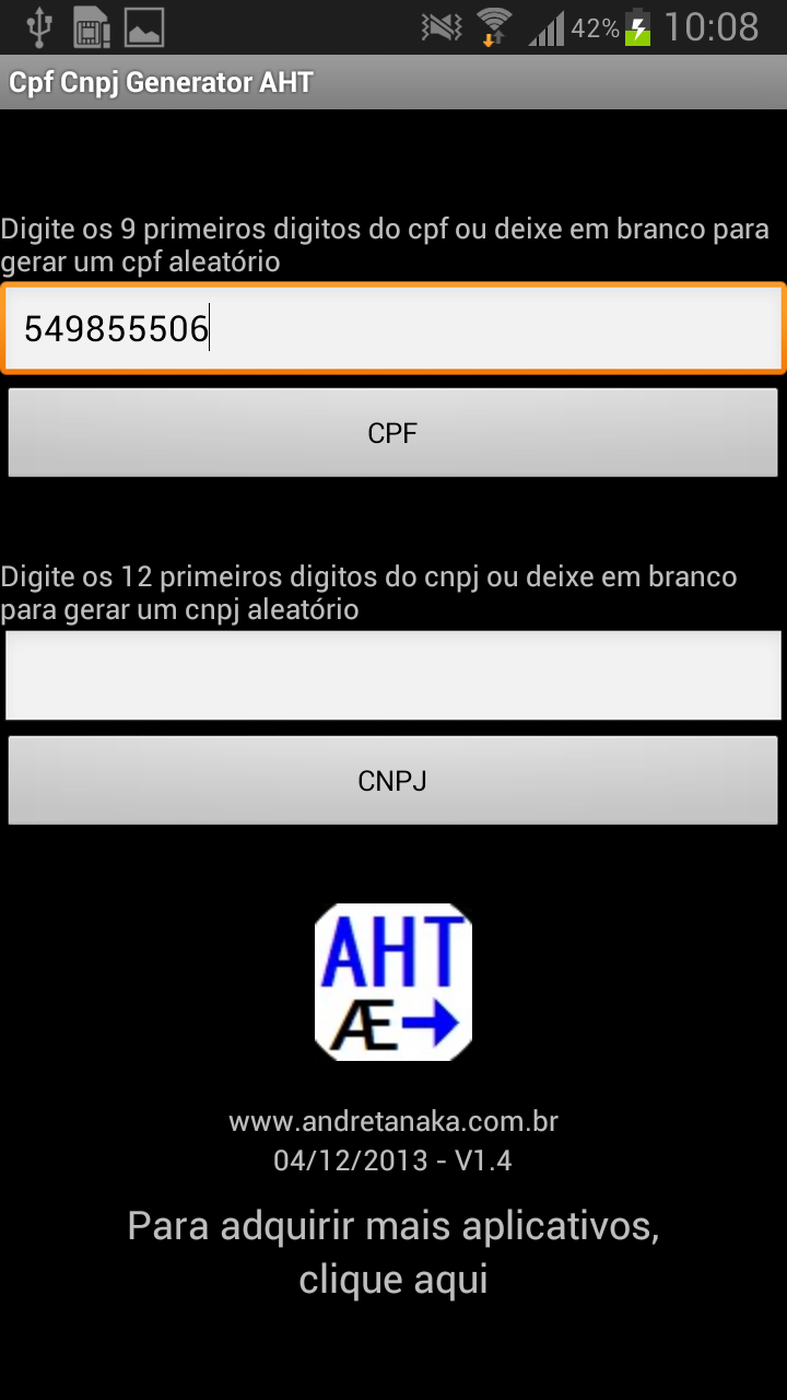 Cpf CNPJ Generator AHT FULL Screen 2