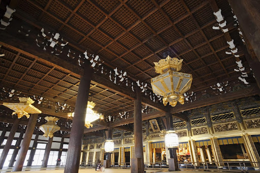 Interior of Goeido (Founders Hall), Nishi-Honganji Temple, Kyoto, Japan, Asia